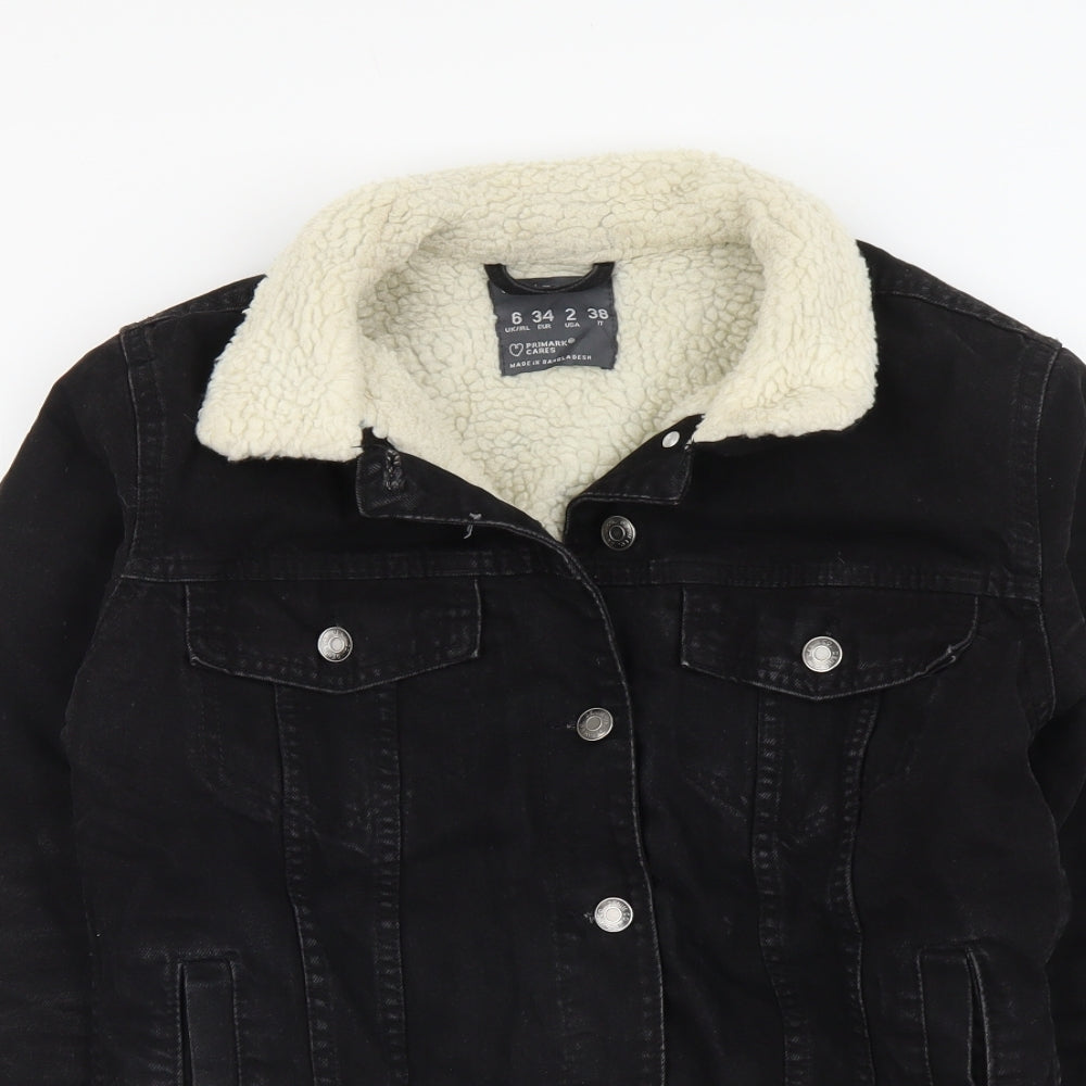 Denim & Co. Womens Black Jacket Size 6 Button