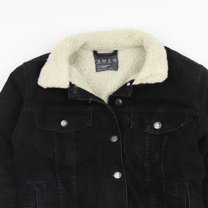 Denim & Co. Womens Black Jacket Size 6 Button