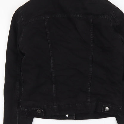 Denim & Co. Womens Black Jacket Size 6 Button