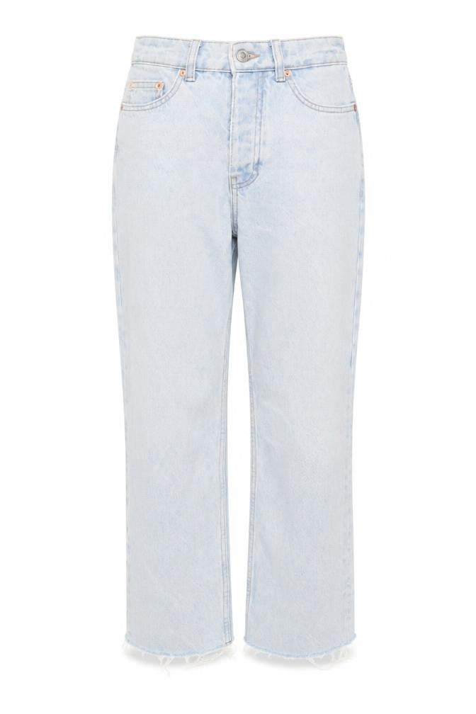 Mango Womens Blue Cotton Straight Jeans Size 4 L25 in Regular Button