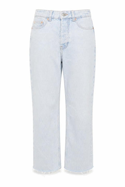 Mango Womens Blue Cotton Straight Jeans Size 4 L25 in Regular Button