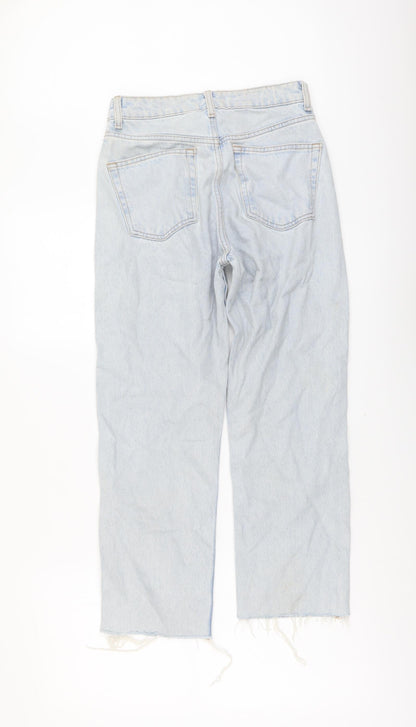 Mango Womens Blue Cotton Straight Jeans Size 4 L25 in Regular Button