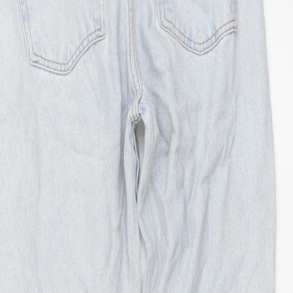 Mango Womens Blue Cotton Straight Jeans Size 4 L25 in Regular Button