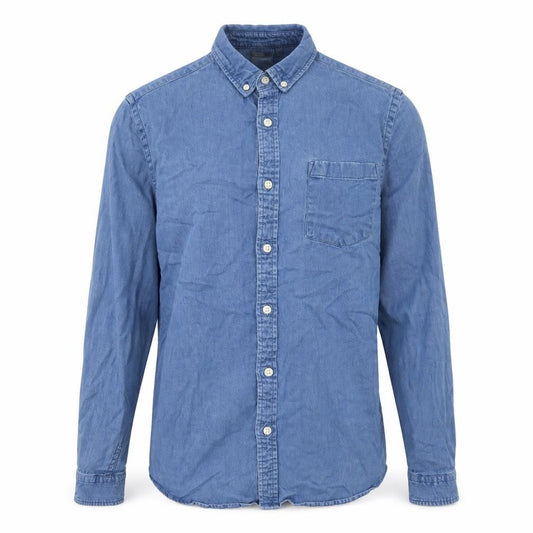 ASOS Mens Blue Cotton Button-Up Size S Collared Button