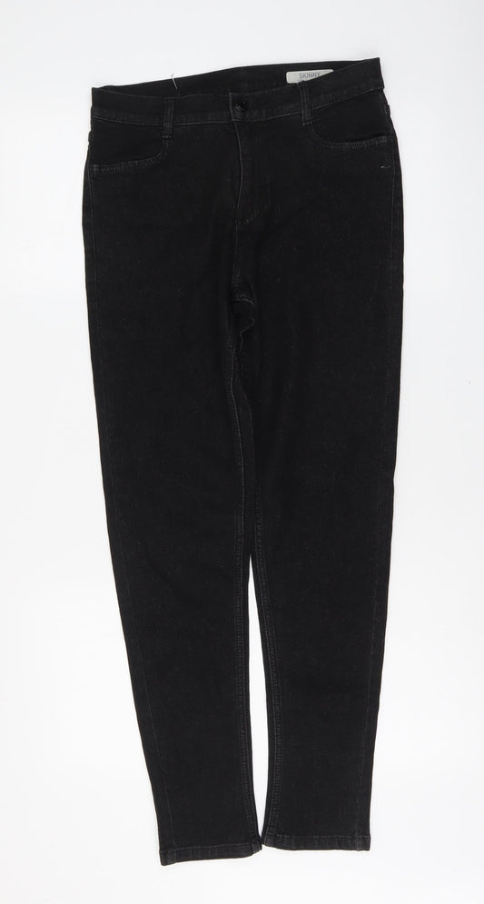 Marks and Spencer Womens Black Cotton Skinny Jeans Size 10 L29 in Regular Button