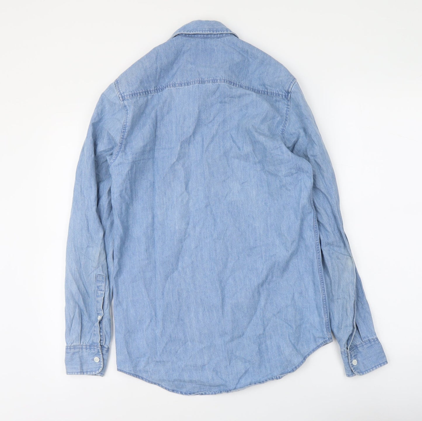 Topman Womens Blue Cotton Basic Button-Up Size XS Collared