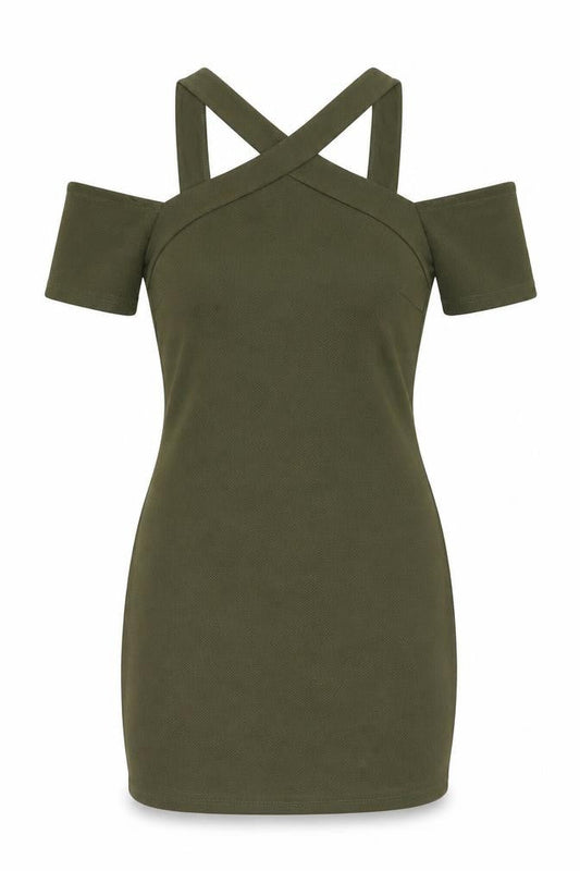 Miss Selfridge Womens Green Polyester Bodycon Size 12 V-Neck Pullover