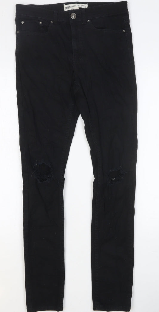 New Look Womens Black Cotton Skinny Jeans Size 32 in Slim Button
