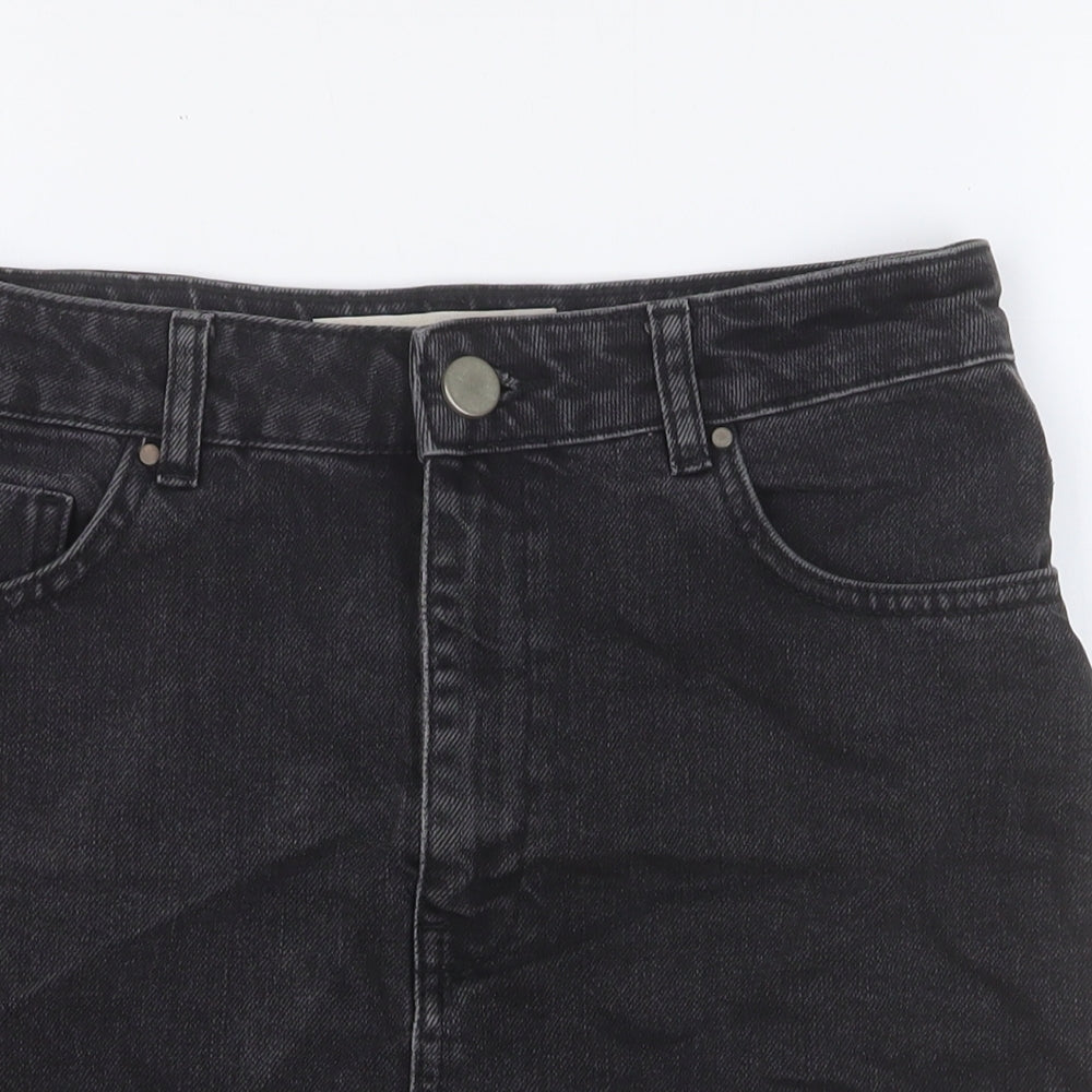 ASOS Womens Black Cotton Straight & Pencil Skirt Size 10 Button