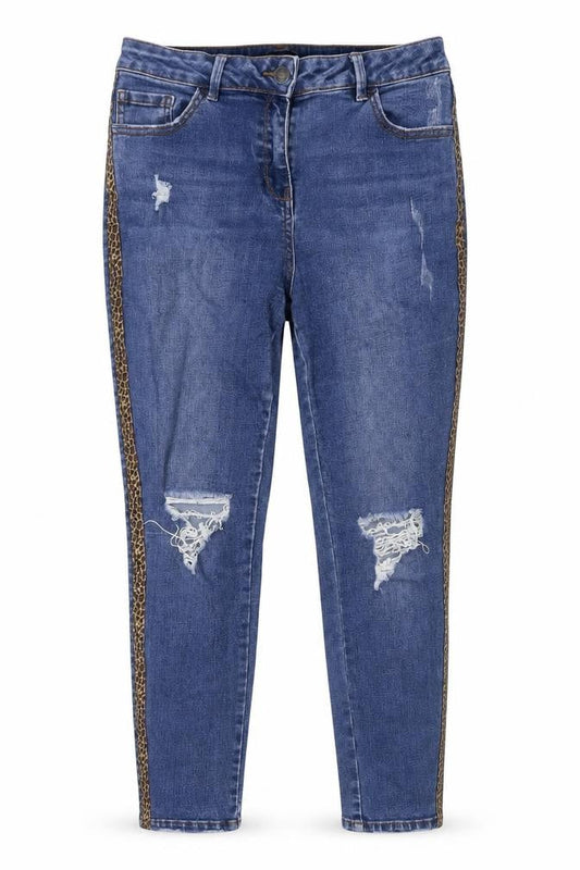 Womens Blue Cotton Skinny Jeans Size 10 Slim Button