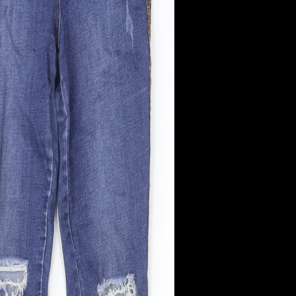 Preworn Womens Blue Cotton Skinny Jeans Size 10 Slim Button