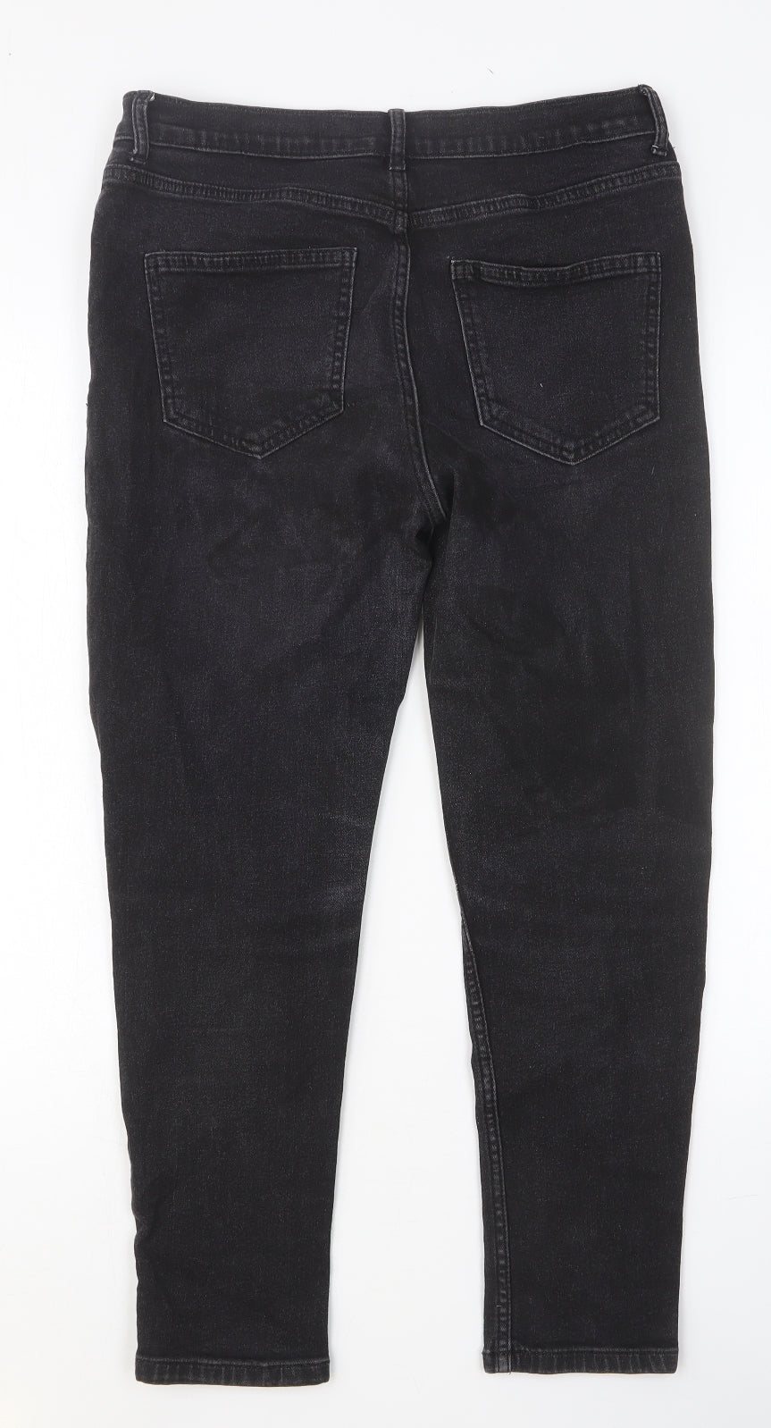 Marks and Spencer Womens Black Cotton Skinny Jeans Size 12 Slim Button