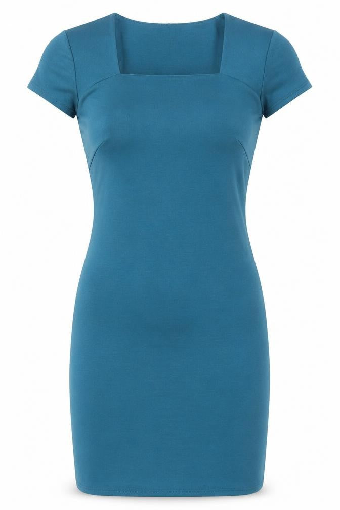 Love Womens Green Viscose Bodycon Size S Square Neck Pullover