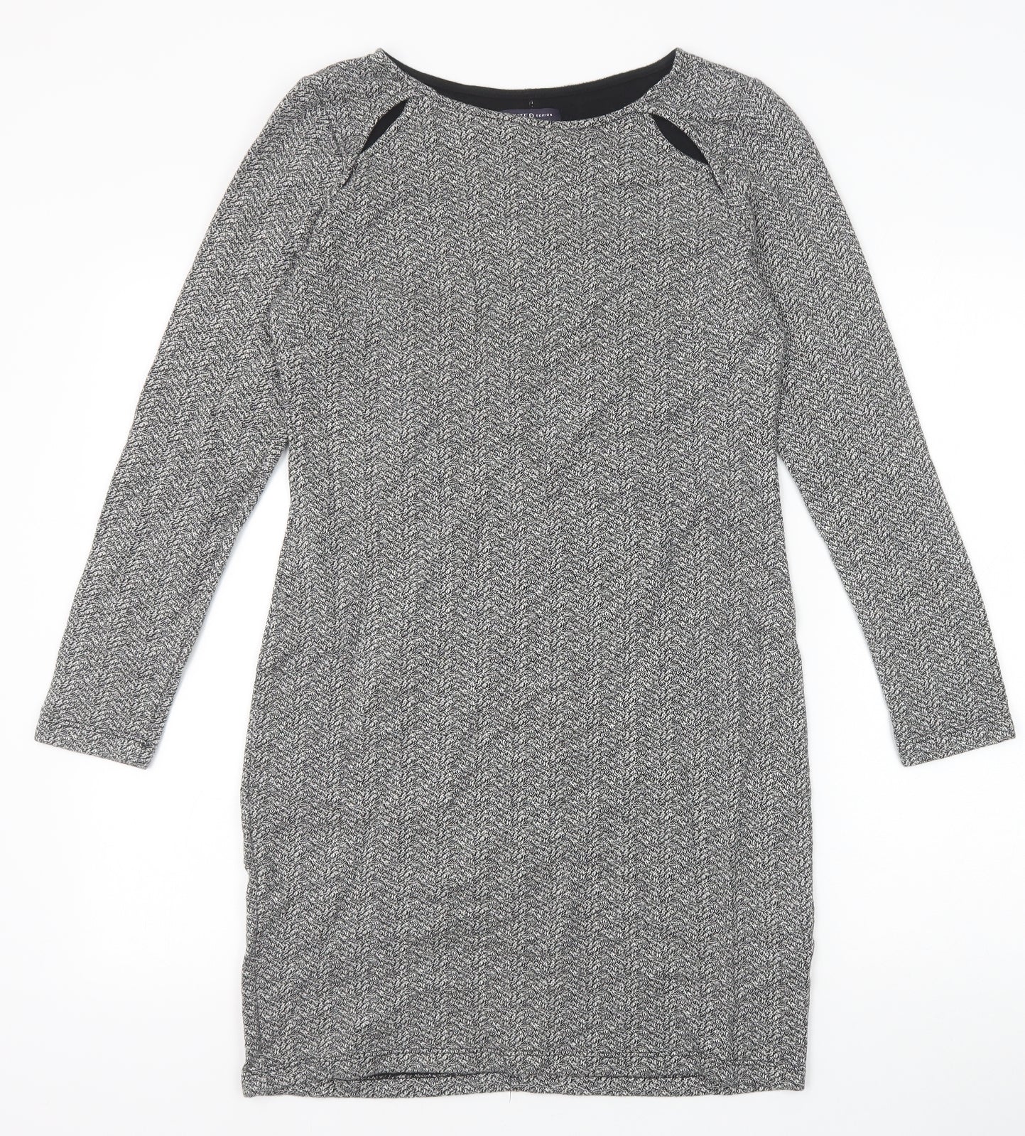 Marks and Spencer Womens Grey Cotton A-Line Size 12 Boat Neck Pullover