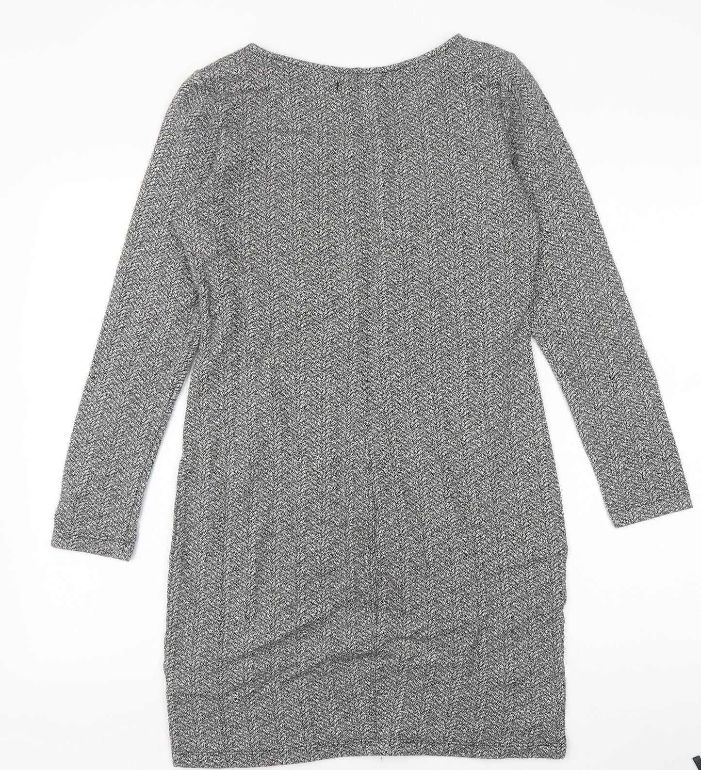Marks and Spencer Womens Grey Cotton A-Line Size 12 Boat Neck Pullover