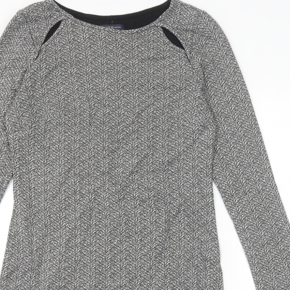 Marks and Spencer Womens Grey Cotton A-Line Size 12 Boat Neck Pullover