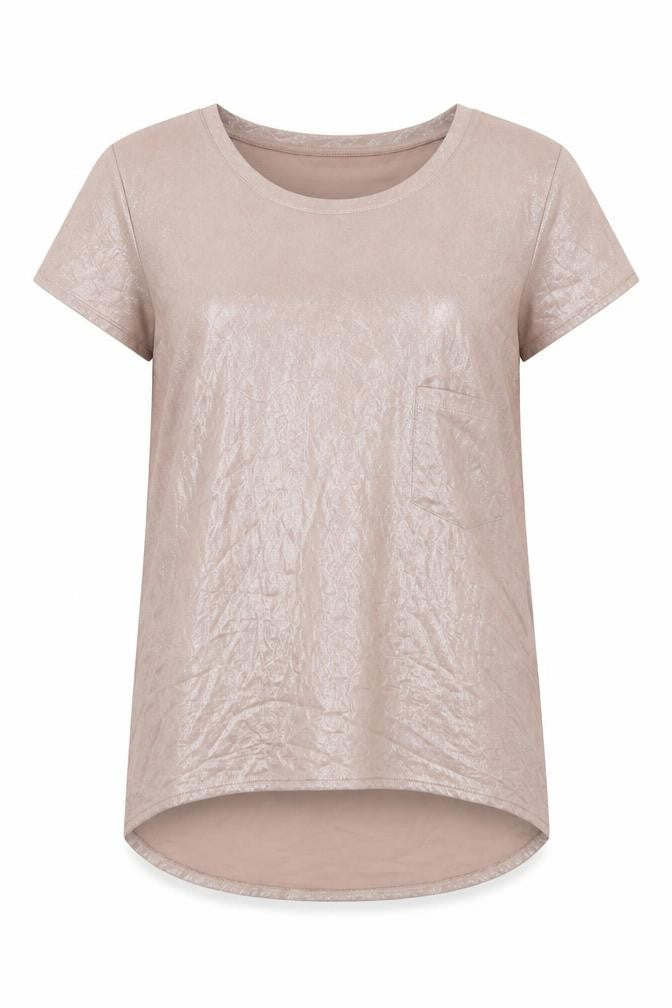 Warehouse Womens Beige Polyester Tunic T-Shirt Size 10 Boat Neck
