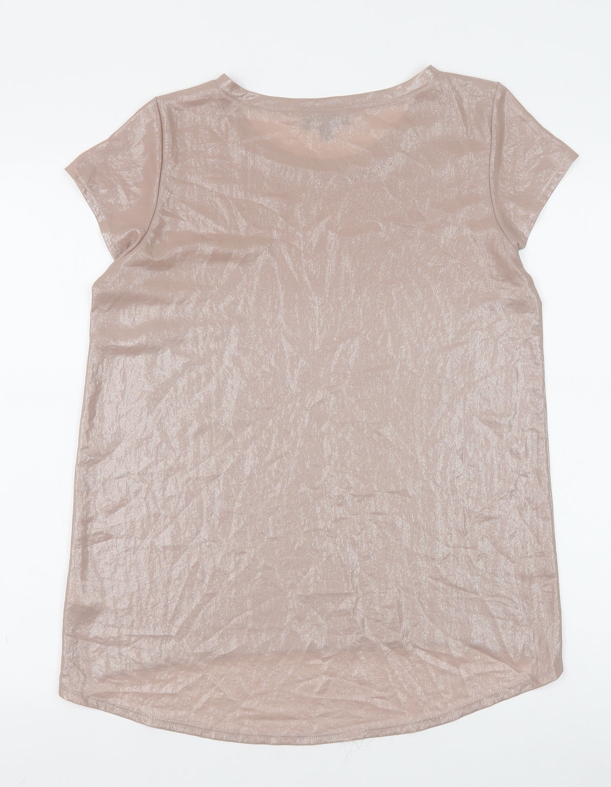 Warehouse Womens Beige Polyester Tunic T-Shirt Size 10 Boat Neck