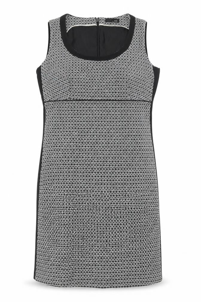NEXT Womens Black Geometric Viscose Shift Size 12 Scoop Neck Zip