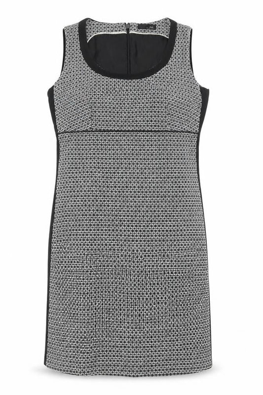 NEXT Womens Black Geometric Viscose Shift Size 12 Scoop Neck Zip