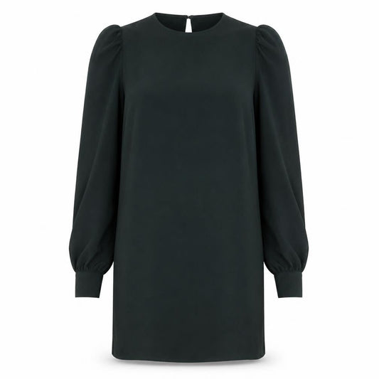 H&M Womens Green Polyester Shift Size S Round Neck Button