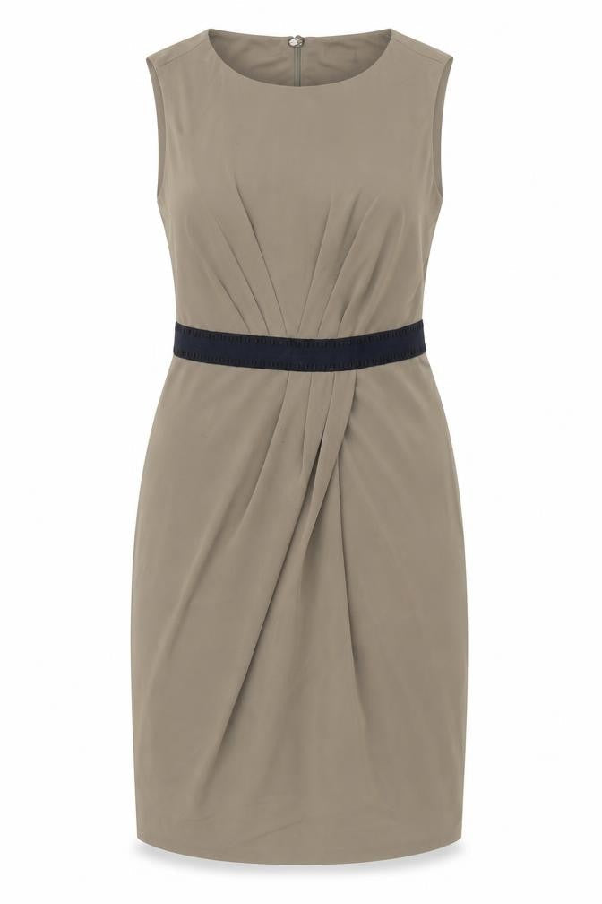 Marks & Spencer Womens Green Polyester A-Line Size 12 Round Neck Zip