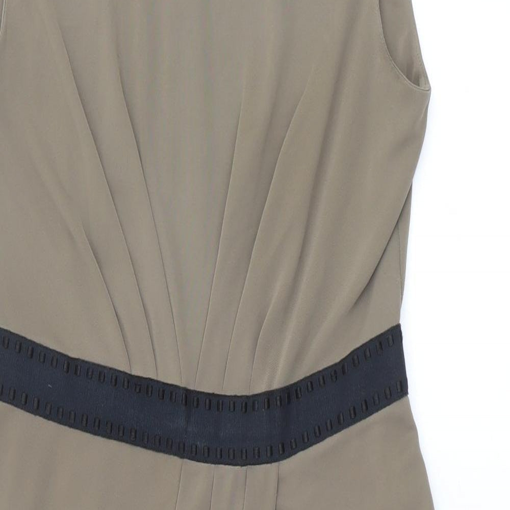 Marks and Spencer Womens Green Polyester A-Line Size 12 Round Neck Zip
