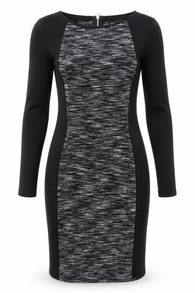 H&M Womens Black Viscose Bodycon Size 6 Round Neck Zip