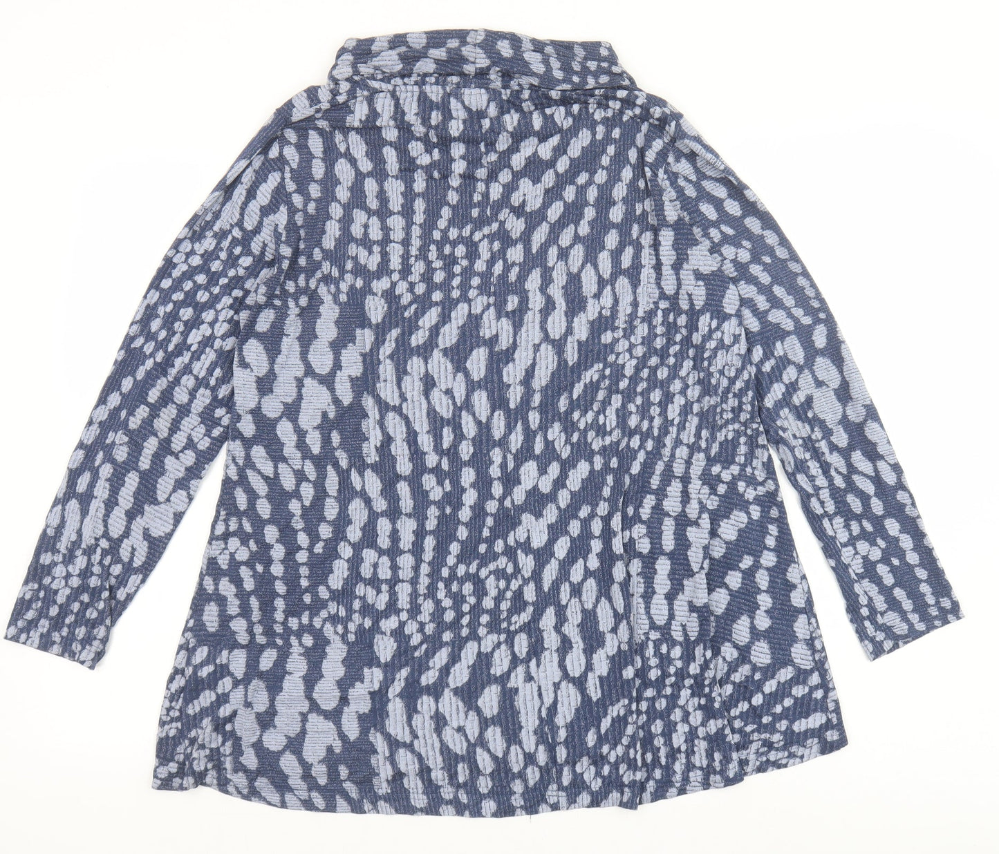 Tara Clothing Womens Blue Geometric Viscose Tunic Blouse Size S Roll Neck