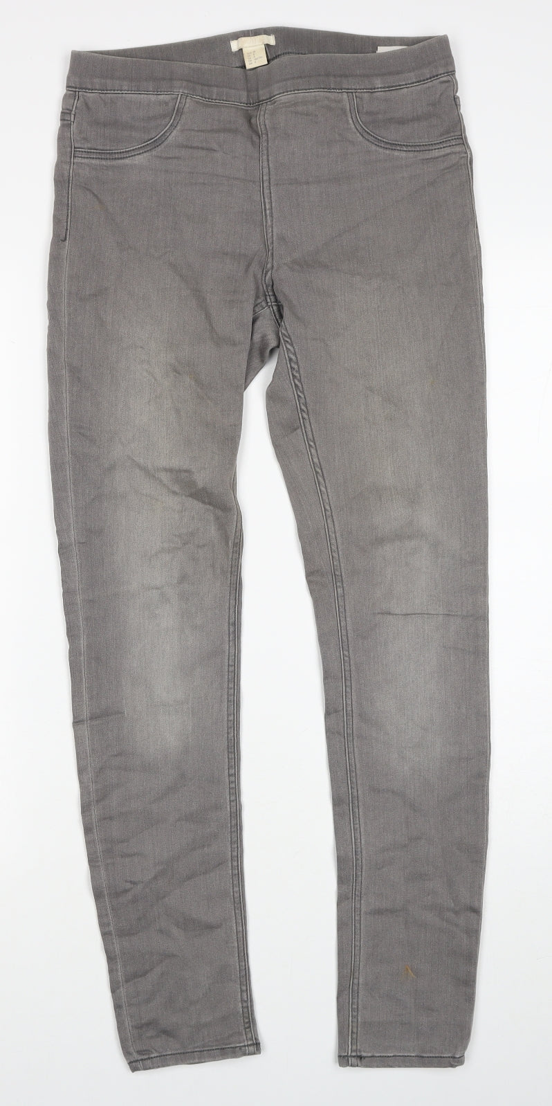 H&M Womens Grey Cotton Skinny Jeans Size 10 Regular Zip