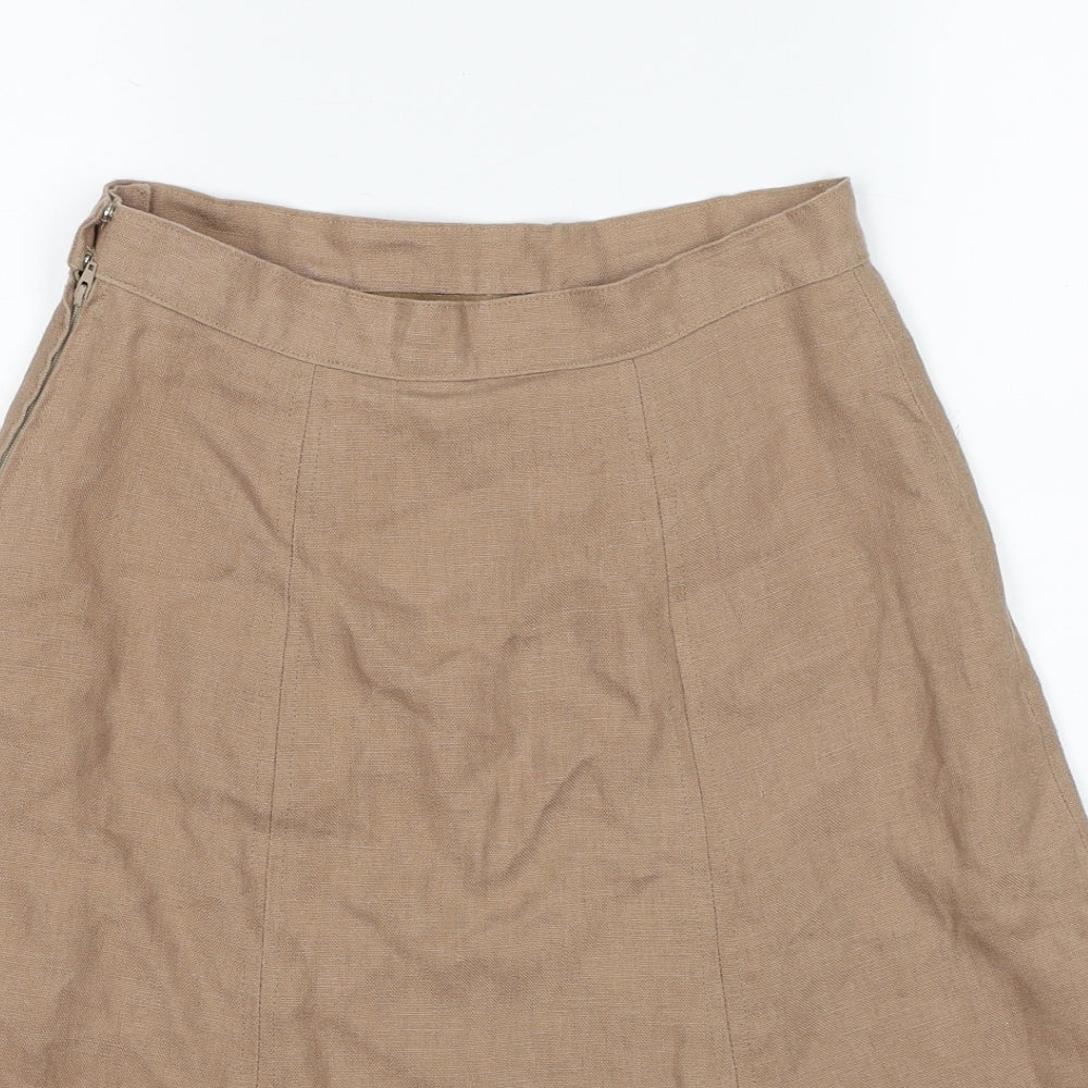 Preworn Womens Brown Polyester Swing Skirt Size 26 in Zip