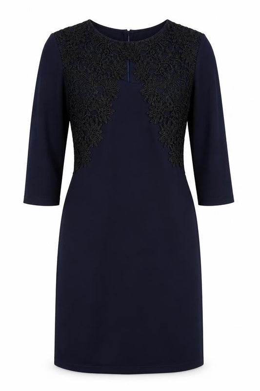Womens Blue Polyester Sheath Size M Round Neck Zip