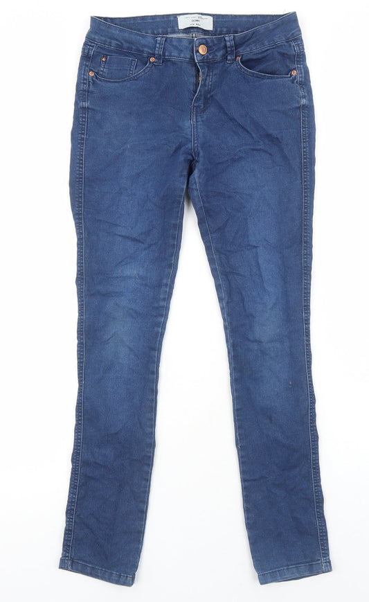 New Look Girls Blue Cotton Skinny Jeans Size 14 Years Regular Zip