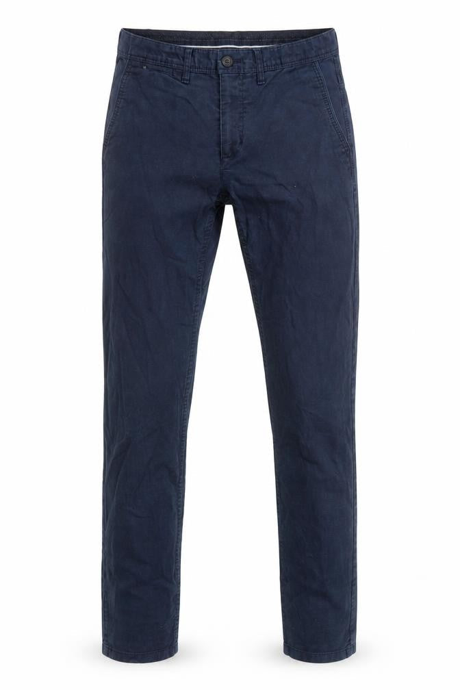 Zara Mens Blue Cotton Trousers Size L Regular Zip