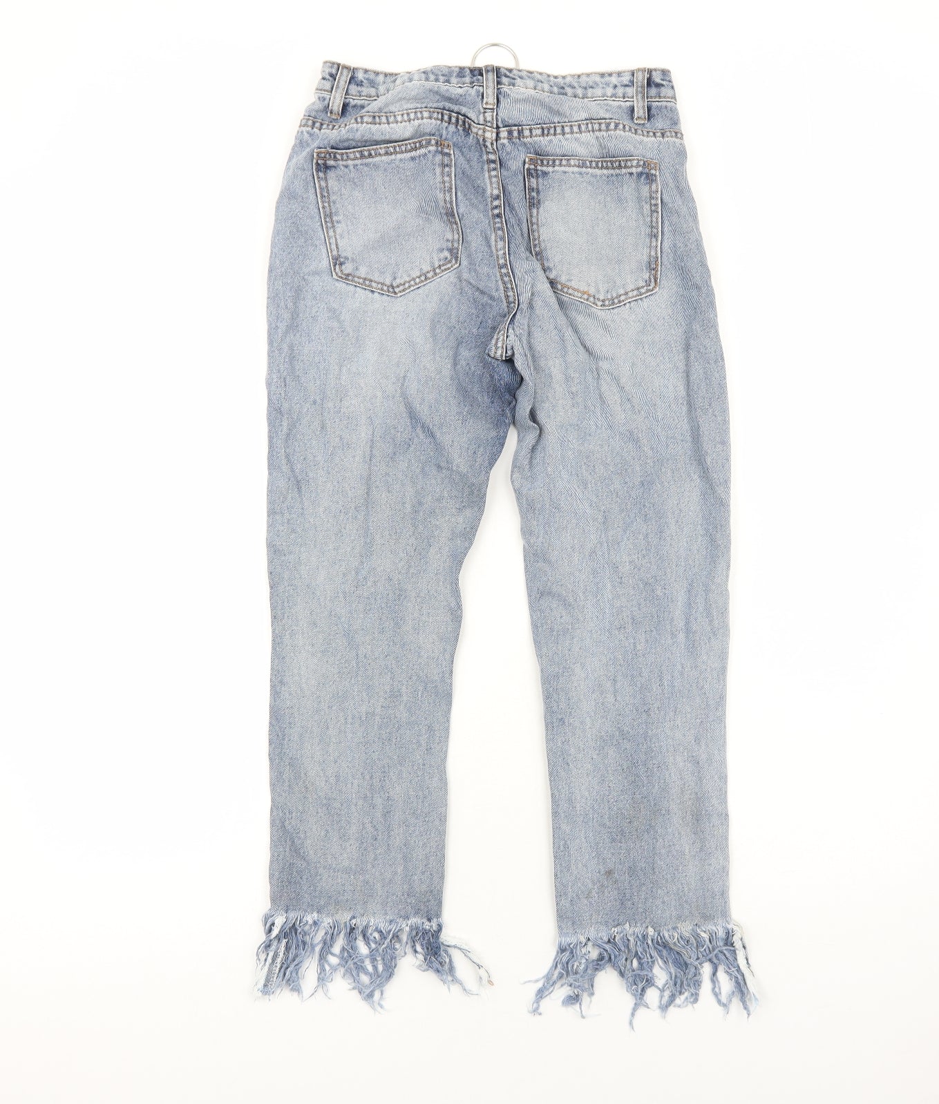 Momokrom Womens Blue Cotton Straight Jeans Size 6 Regular Zip