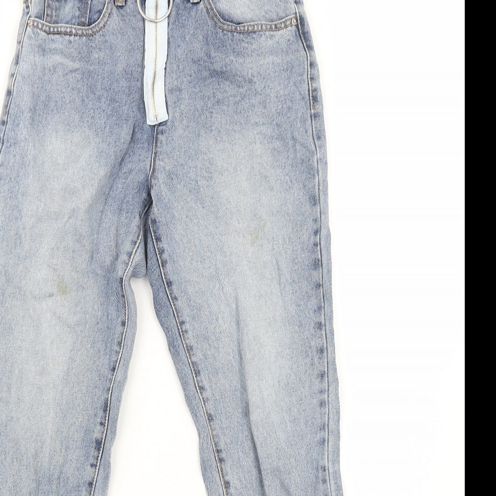 Momokrom Womens Blue Cotton Straight Jeans Size 6 Regular Zip