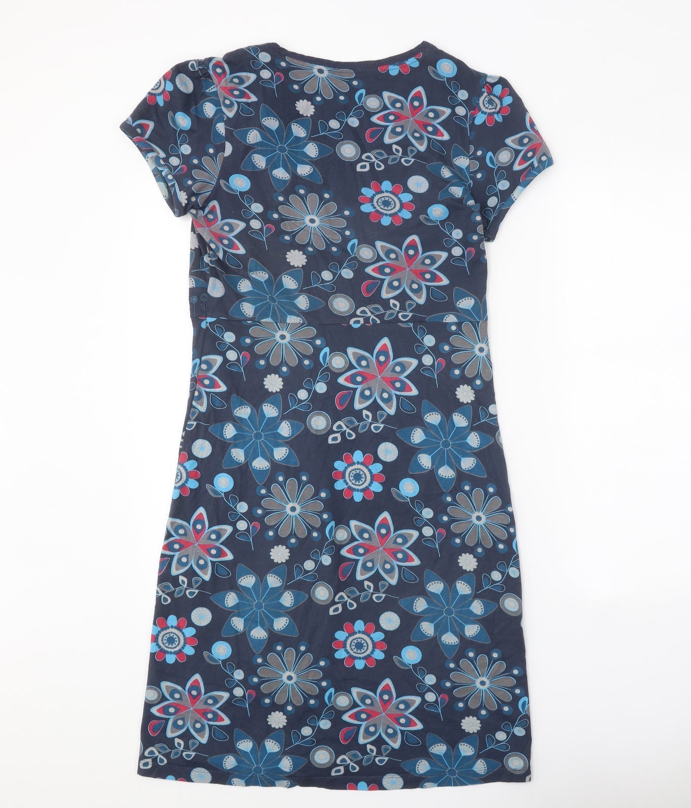 Preworn Womens Blue Geometric Polyester A-Line One Size V-Neck Pullover
