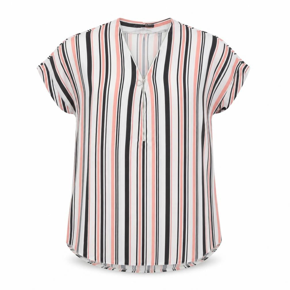 Select Womens White Striped Polyester Basic Blouse Size 10 V-Neck