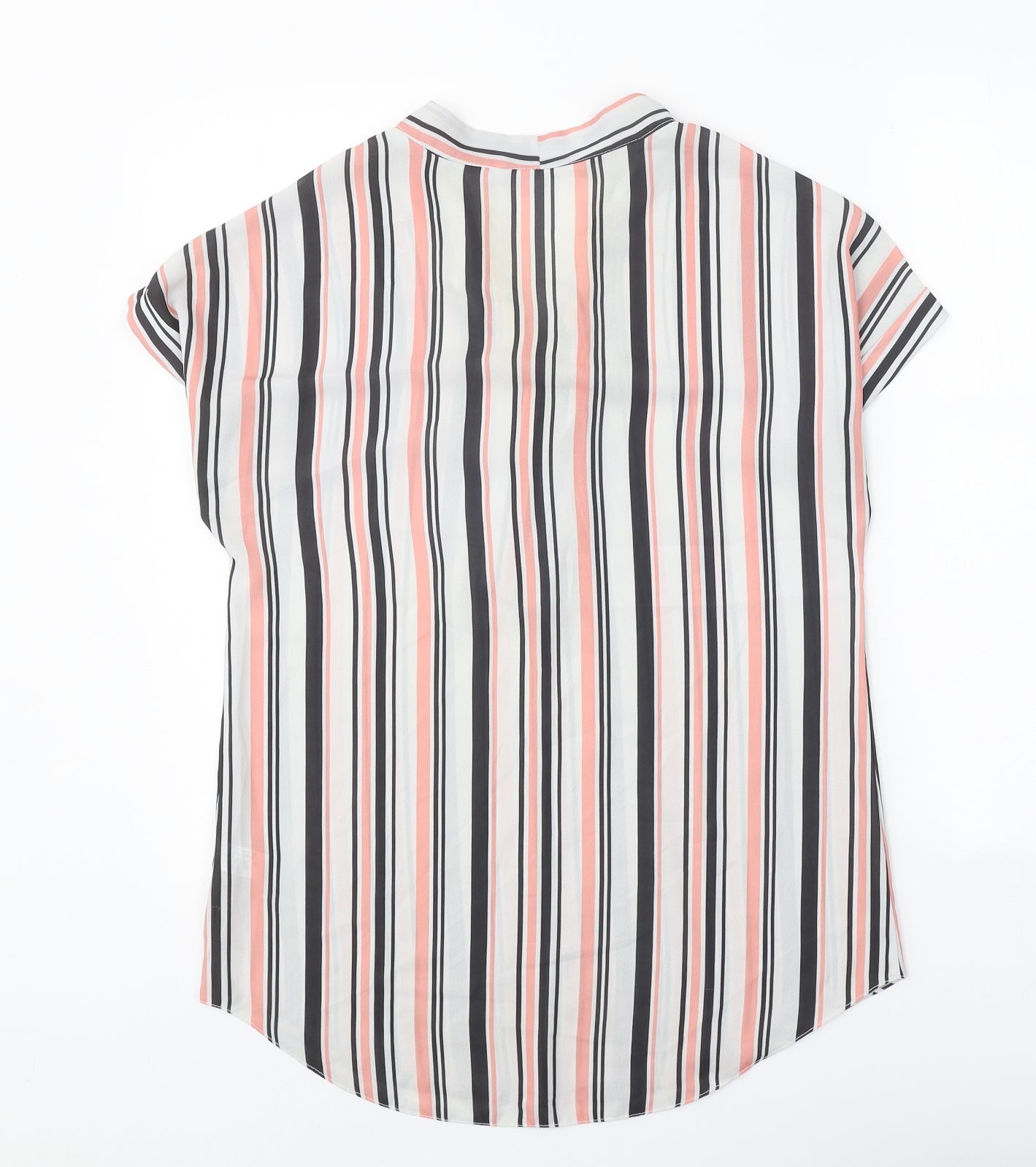 Select Womens White Striped Polyester Basic Blouse Size 10 V-Neck