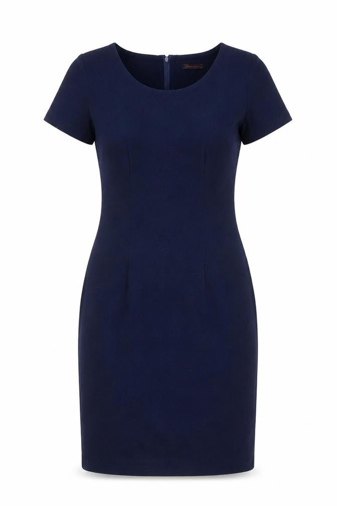 Hudson & Onslow Womens Blue Polyester Sheath Size 10 Scoop Neck Zip