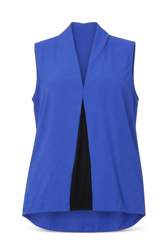 Papaya Womens Blue Polyester Basic Tank Size 12 V-Neck