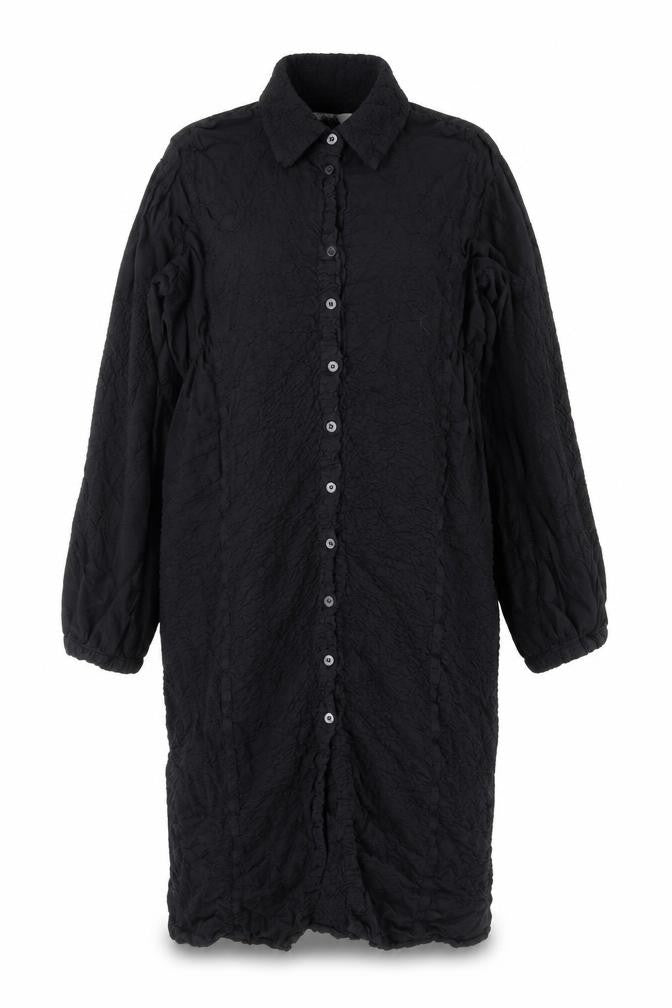 Zara Womens Black Polyester Shirt Dress Size XS Collared Button - Textured