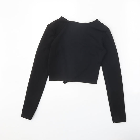 PRETTYLITTLETHING Womens Black Polyester Basic T-Shirt Size S Round Neck