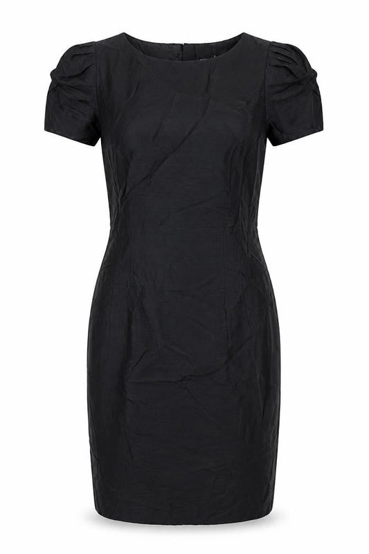 Limited Collection Womens Black Linen Sheath Size 10 Round Neck Zip