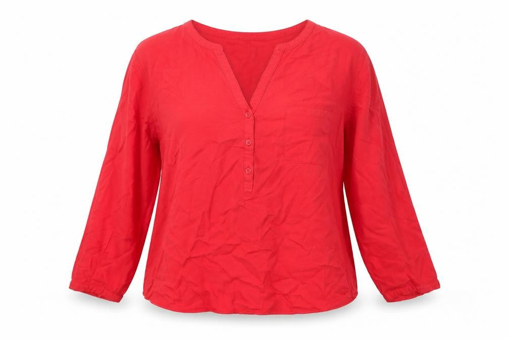 Gap Womens Red Viscose Basic Blouse Size L V-Neck