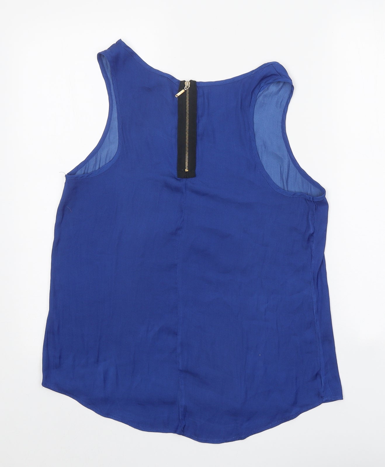 Stradivarius Womens Blue Polyester Basic Tank Size L Boat Neck
