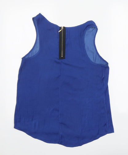 Stradivarius Womens Blue Polyester Basic Tank Size L Boat Neck