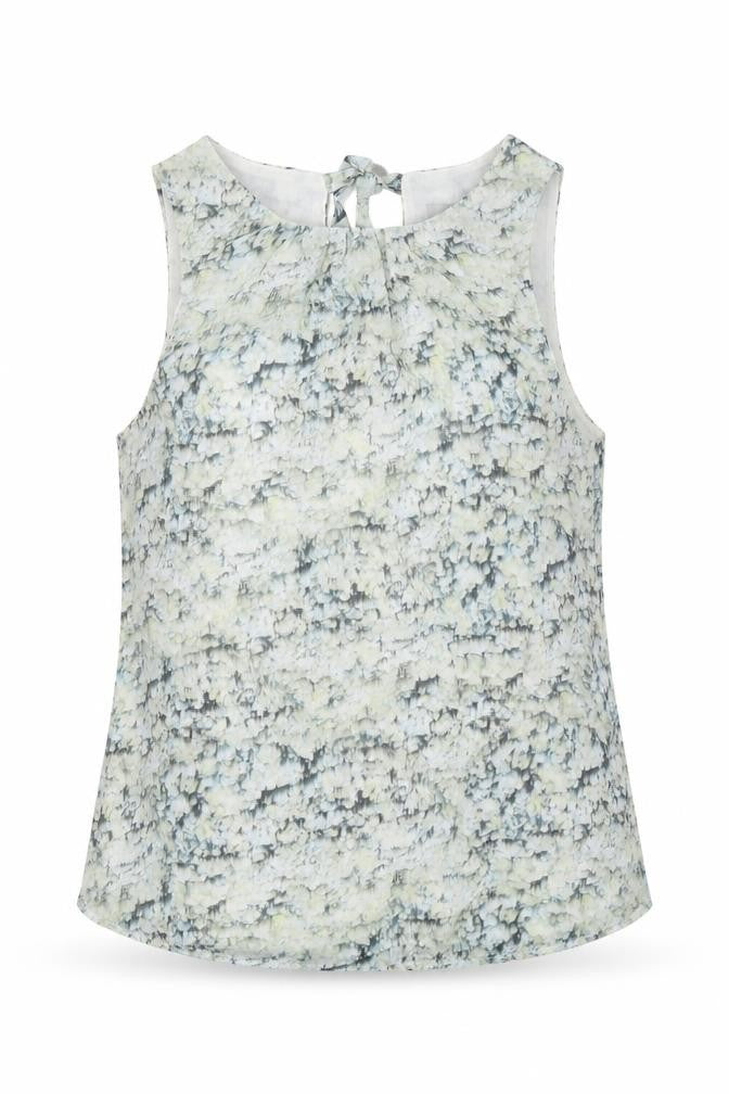 H&M Womens Green Geometric Polyester Basic Tank Size 6 Boat Neck