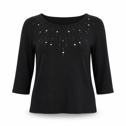 St Michael Womens Black Viscose Basic Blouse Size 12 Boat Neck