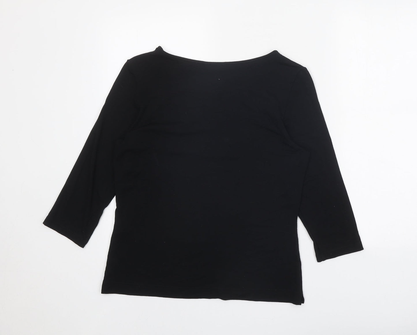 St Michael Womens Black Viscose Basic Blouse Size 12 Boat Neck